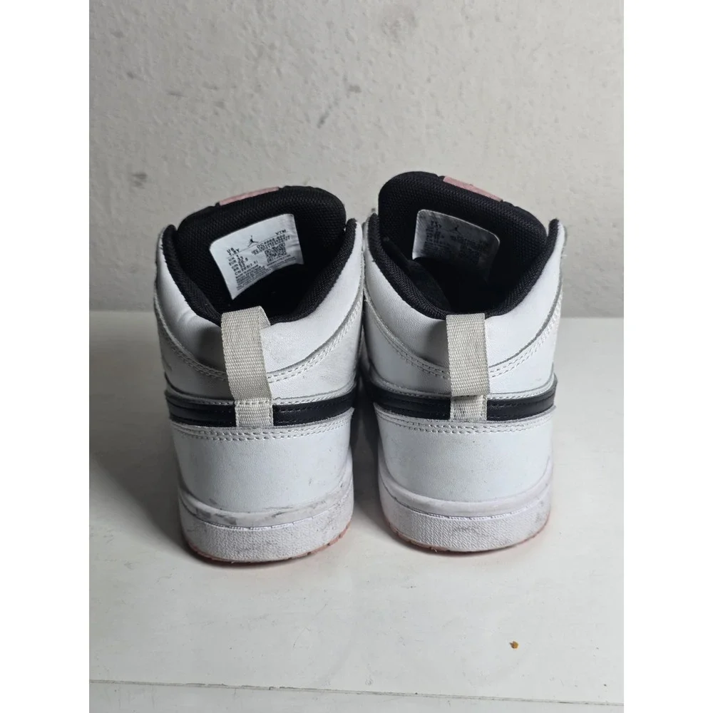 Jordan Air Jordan 1 Mid White Black Pink Sneaker Unisex Kids 1.5Y 554725-180 - Picture 9 of 11